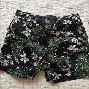 Moncler Black Floral Men's Swim Trunks